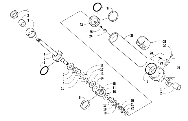 Parts Diagram for Arctic Cat 2007 M1000 EFI 153 SNO PRO SNOWMOBILE REAR SUSPENSION REAR ARM SHOCK ABSORBER