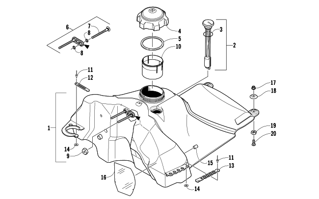Parts Diagram for Arctic Cat 2007 CROSSFIRE 1000 EFI SNO PRO SNOWMOBILE GAS TANK ASSEMBLY