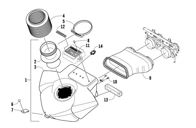 Parts Diagram for Arctic Cat 2007 M1000 EFI 162 SNO PRO SNOWMOBILE AIR SILENCER ASSEMBLY