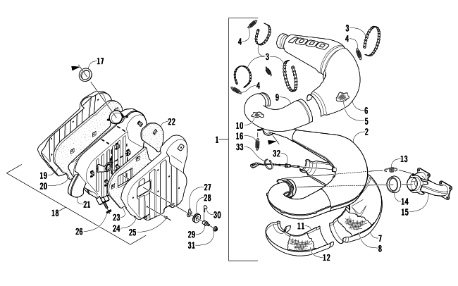 Parts Diagram for Arctic Cat 2007 M1000 EFI 153 SNOWMOBILE EXHAUST ASSEMBLY