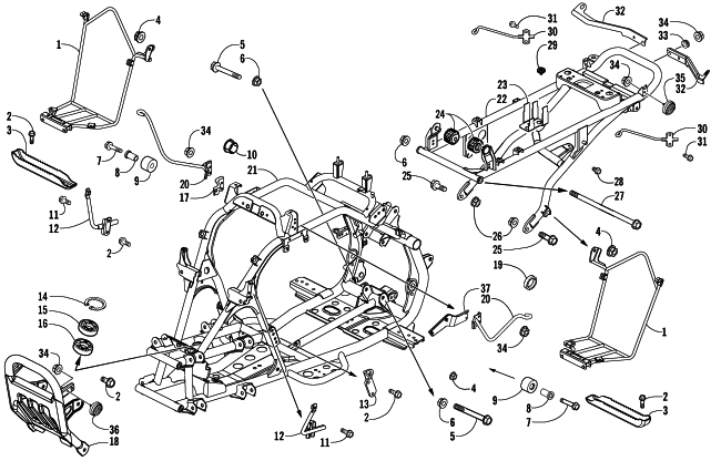 Parts Diagram for Arctic Cat 2008 250 DVX ATV FRAME AND RELATED PARTS ASSEMBLY