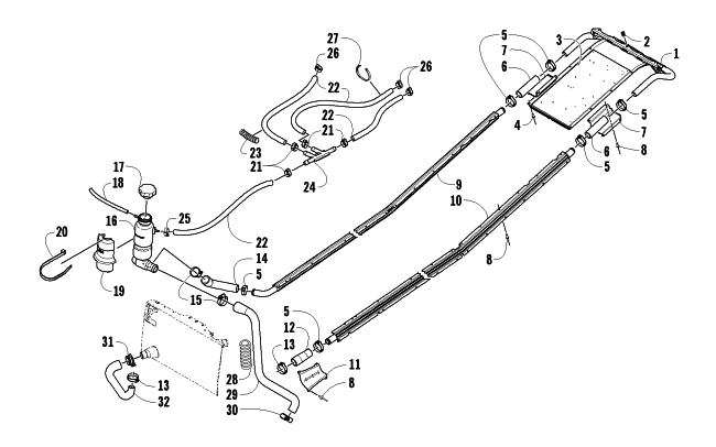 Parts Diagram for Arctic Cat 2007 CROSSFIRE 1000 EFI SNO PRO SNOWMOBILE COOLING ASSEMBLY