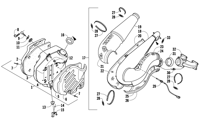 Parts Diagram for Arctic Cat 2008 F8 EFI SNOWMOBILE EXHAUST ASSEMBLY