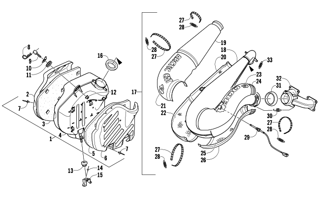 Parts Diagram for Arctic Cat 2008 F8 EFI SNO PRO LIMITED EDITION SNOWMOBILE EXHAUST ASSEMBLY