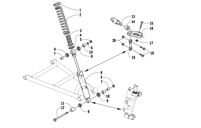 Parts Diagram for Arctic Cat 2007 CROSSFIRE 500 EFI SNOWMOBILE SHOCK ABSORBER AND SWAY BAR ASSEMBLY