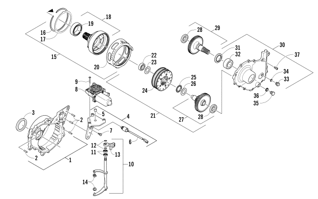 Parts Diagram for Arctic Cat 2007 CROSSFIRE 500 EFI SNOWMOBILE GEARCASE ASSEMBLY