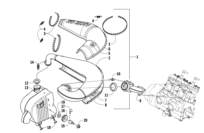 Parts Diagram for Arctic Cat 2007 CROSSFIRE 500 EFI SNOWMOBILE EXHAUST ASSEMBLY