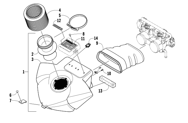 Parts Diagram for Arctic Cat 2007 CROSSFIRE 500 EFI SNOWMOBILE AIR SILENCER ASSEMBLY