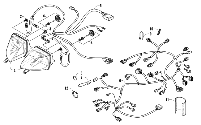 Parts Diagram for Arctic Cat 2007 F8 EFI SNO PRO SNOWMOBILE HEADLIGHT AND WIRING ASSEMBLIES