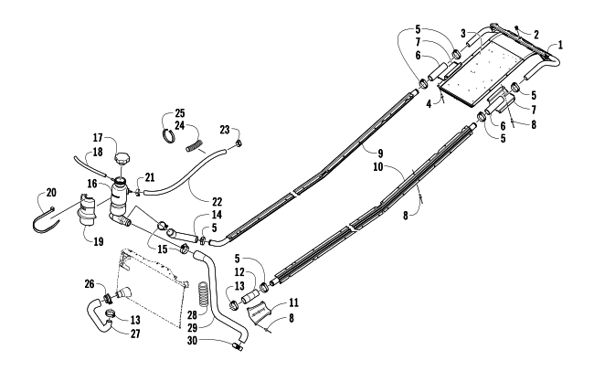 Parts Diagram for Arctic Cat 2007 CROSSFIRE 800 EFI SNOWMOBILE COOLING ASSEMBLY