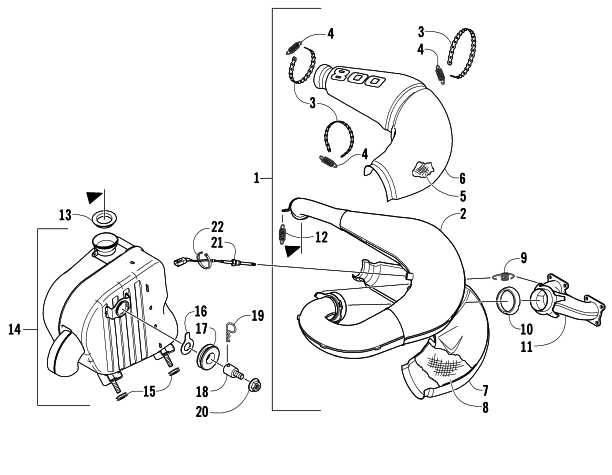 Parts Diagram for Arctic Cat 2007 M8 EFI 141 SNOWMOBILE EXHAUST ASSEMBLY