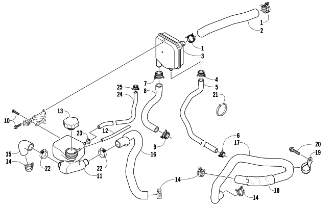 Parts Diagram for Arctic Cat 2007 JAGUAR Z1 1100 EFI SNOWMOBILE COOLING ASSEMBLY