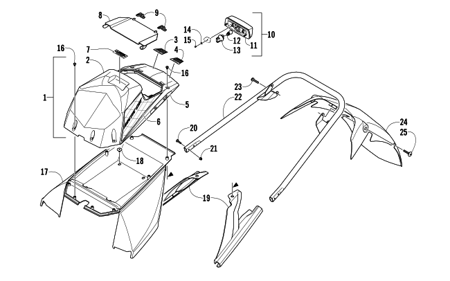 Parts Diagram for Arctic Cat 2008 JAGUAR Z1 1100 EFI SNO PRO SNOWMOBILE REAR BUMPER, STORAGE BOX, AND TAILLIGHT ASSEMBLY