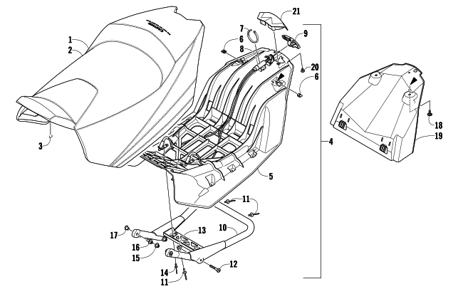 Parts Diagram for Arctic Cat 2008 JAGUAR Z1 1100 EFI SNO PRO SNOWMOBILE SEAT ASSEMBLY