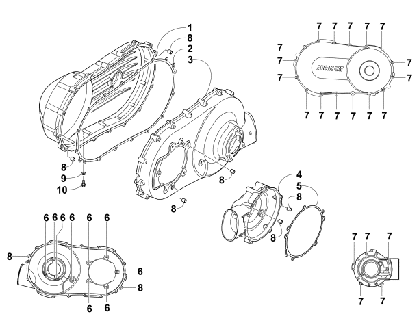 Parts Diagram for Arctic Cat 2009 1000 TRV CRUISER ATV CLUTCH SIDE ENGINE COVERS
