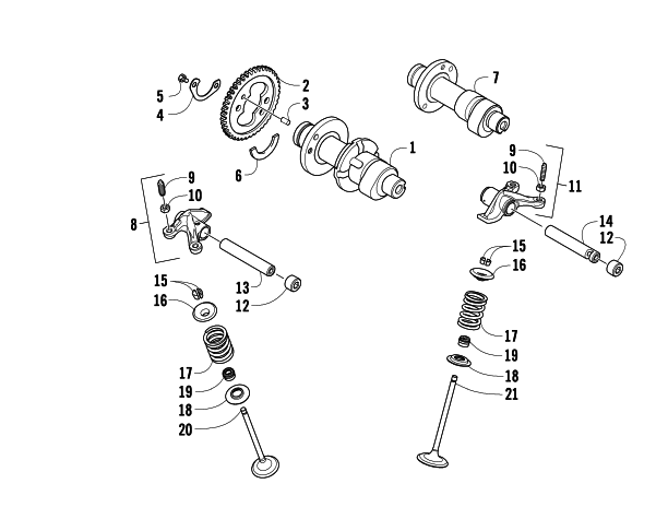 Parts Diagram for Arctic Cat 2008 THUNDERCAT AUTOMATIC TRANSMISSION 4X4 ATV CAMSHAFT/VALVE ASSEMBLY