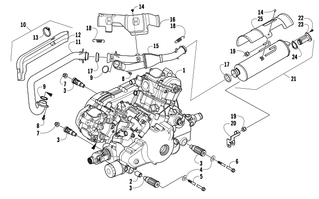 Parts Diagram for Arctic Cat 2011 1000s H2 EFI ATV ENGINE AND EXHAUST