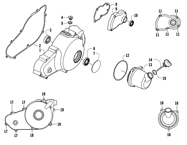 Parts Diagram for Arctic Cat 2010 THUNDERCAT EFI 4X4 ATV MAGNETO SIDE ENGINE COVERS