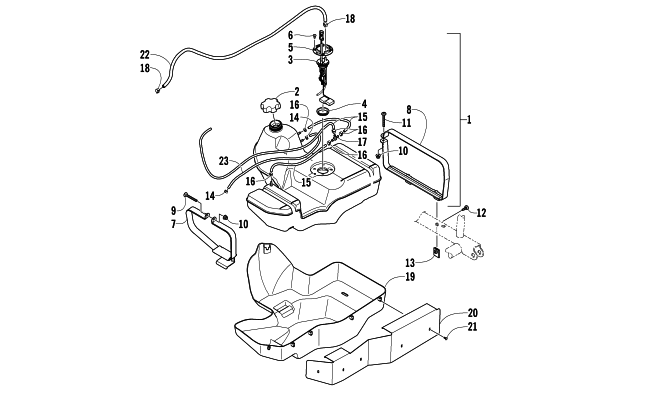 Parts Diagram for Arctic Cat 2007 700 AUTOMATIC TRANSMISSION 4X4 DIESEL ATV FUEL TANK ASSEMBLY