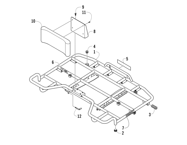 Parts Diagram for Arctic Cat 2008 700 AUTOMATIC TRANSMISSION 4X4 DIESEL ATV REAR RACK AND BACKREST ASSEMBLY