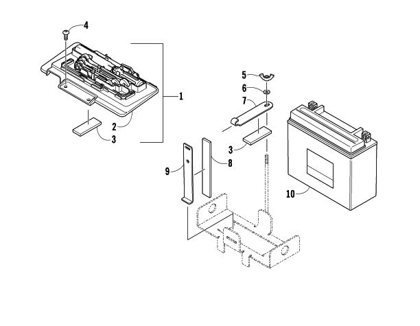 Parts Diagram for Arctic Cat 2008 700 AUTOMATIC TRANSMISSION 4X4 DIESEL ATV BATTERY ASSEMBLY