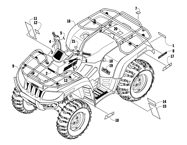Parts Diagram for Arctic Cat 2008 500 AUTOMATIC TRANSMISSION 4X4 FIS LE ATV BODY PANELS AND DECALS