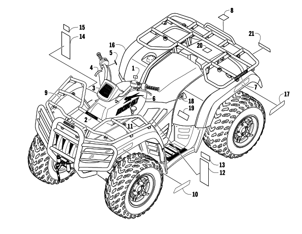 Parts Diagram for Arctic Cat 2008 700 EFI AUTOMATIC TRANSMISSION 4X4 FIS LE ATV BODY PANELS AND DECALS (LE)