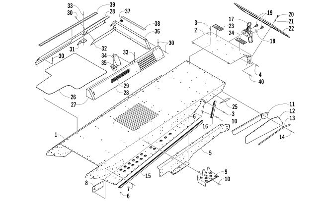 Parts Diagram for Arctic Cat 2008 BEARCAT WIDE TRACK TURBO SNOWMOBILE TUNNEL AND REAR BUMPER ASSEMBLY