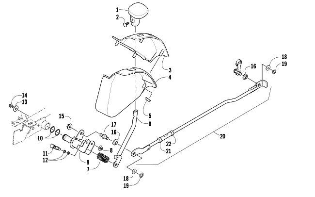 Parts Diagram for Arctic Cat 2008 400 MANUAL TRANSMISSION 4X4 FIS ATV SHIFT LEVER ASSEMBLY