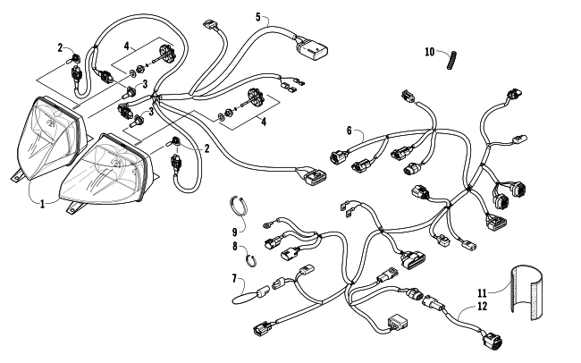 Parts Diagram for Arctic Cat 2008 F5 EFI SNOWMOBILE HEADLIGHT AND WIRING ASSEMBLIES