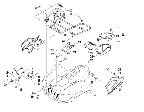 Parts Diagram for Arctic Cat 2008 500 MANUAL TRANSMISSION 4X4 FIS ATV FRONT RACK AND HEADLIGHT ASSEMBLIES