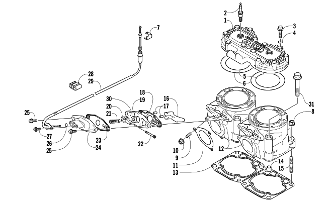 Parts Diagram for Arctic Cat 2010 F6 SNO PRO SNOWMOBILE CYLINDER AND HEAD ASSEMBLY