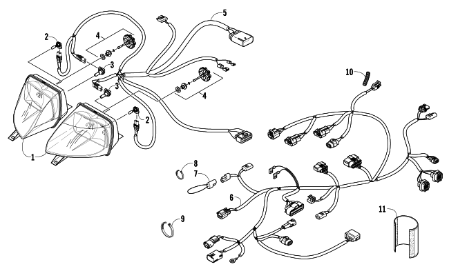 Parts Diagram for Arctic Cat 2008 F6 EFI SNOWMOBILE HEADLIGHT AND WIRING ASSEMBLIES