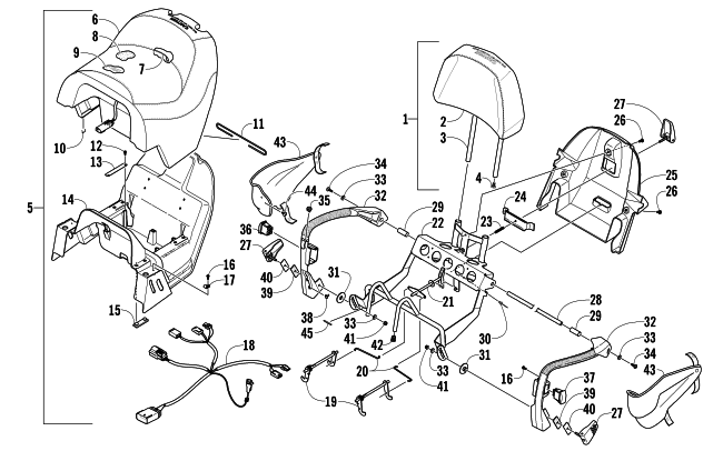 Parts Diagram for Arctic Cat 2008 TZ1 TOURING LXR SNOWMOBILE PASSENGER SEAT AND BACKREST ASSEMBLY