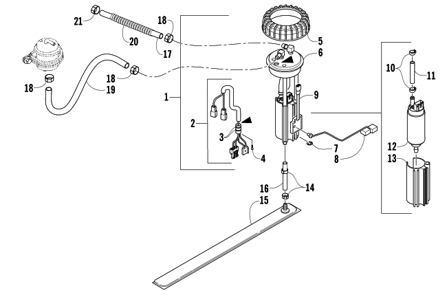 Parts Diagram for Arctic Cat 2008 BEARCAT WIDE TRACK TURBO SNOWMOBILE FUEL PUMP ASSEMBLY