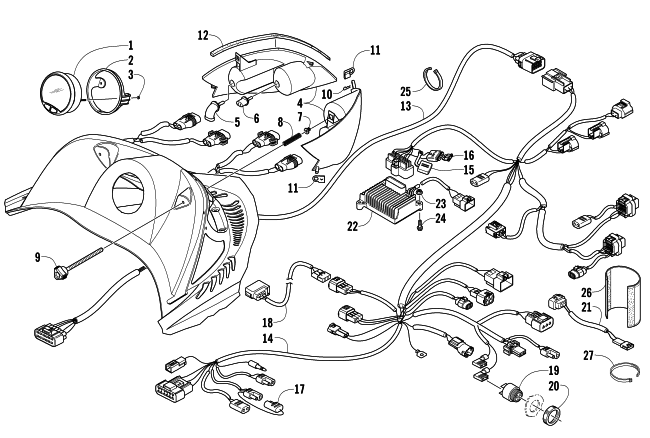 Parts Diagram for Arctic Cat 2008 CROSSFIRE 500 EFI SNOWMOBILE HEADLIGHT, INSTRUMENTS, AND WIRING ASSEMBLIES