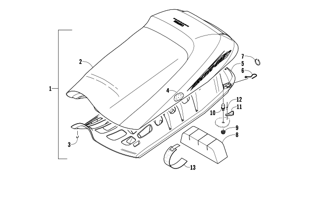 Parts Diagram for Arctic Cat 2008 CROSSFIRE 1000 EFI SNOWMOBILE SEAT ASSEMBLY