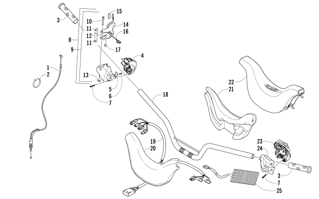 Parts Diagram for Arctic Cat 2008 BEARCAT WIDE TRACK SNOWMOBILE HANDLEBAR AND CONTROLS