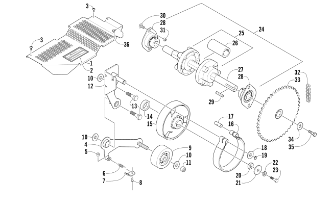 Parts Diagram for Arctic Cat 2011 AC 120 SNO PRO SNOWMOBILE DRIVE TRAIN SHAFT AND BRAKE ASSEMBLIES