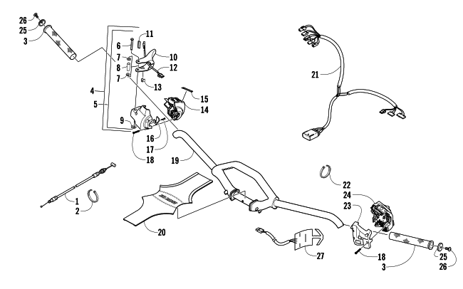 Parts Diagram for Arctic Cat 2008 M8 EFI 162 SNOWMOBILE HANDLEBAR AND CONTROLS