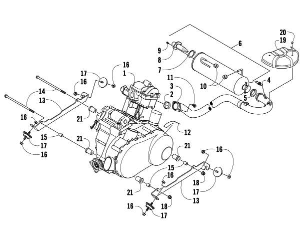 Parts Diagram for Arctic Cat 2009 PROWLER 650 XT AUTOMATIC 4X4 ATV ENGINE AND EXHAUST