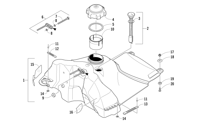 Parts Diagram for Arctic Cat 2008 M8 EFI 153 SNOWMOBILE GAS TANK ASSEMBLY
