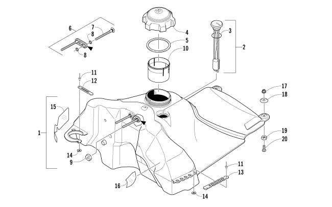 Parts Diagram for Arctic Cat 2008 CROSSFIRE 600 EFI SNOWMOBILE GAS TANK ASSEMBLY