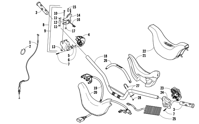 Parts Diagram for Arctic Cat 2008 BEARCAT WIDE TRACK TURBO SNOWMOBILE HANDLEBAR AND CONTROLS