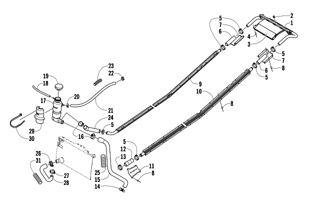 Parts Diagram for Arctic Cat 2008 M6 EFI 153 SNOWMOBILE COOLING ASSEMBLY