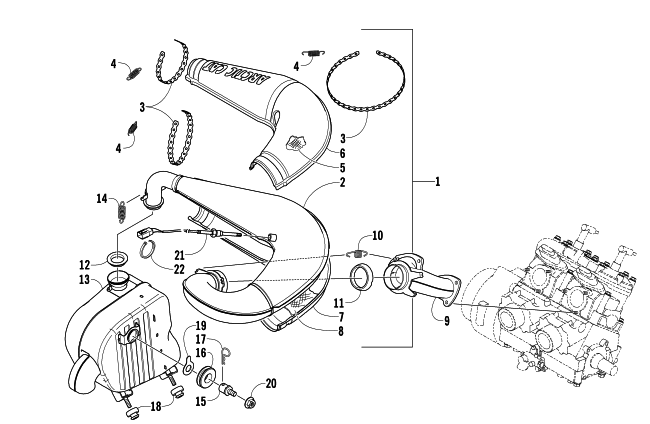 Parts Diagram for Arctic Cat 2008 CROSSFIRE 600 EFI SNOWMOBILE EXHAUST ASSEMBLY