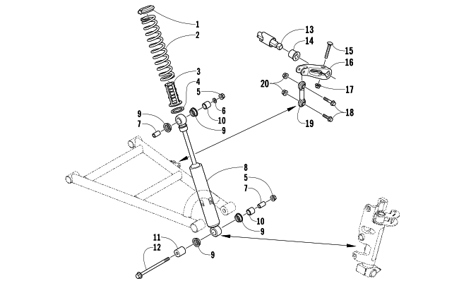 Parts Diagram for Arctic Cat 2008 CROSSFIRE 500 EFI SNOWMOBILE SHOCK ABSORBER AND SWAY BAR ASSEMBLY