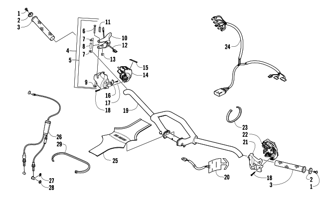 Parts Diagram for Arctic Cat 2008 CROSSFIRE 500 EFI SNOWMOBILE HANDLEBAR AND CONTROLS