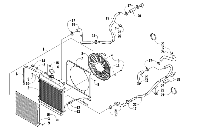 Parts Diagram for Arctic Cat 2008 PROWLER 650 H1 AUTOMATIC 4X4 ATV COOLING ASSEMBLY