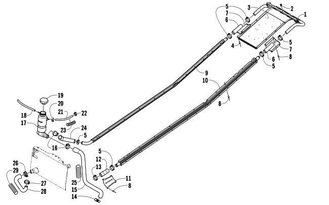 Parts Diagram for Arctic Cat 2008 CROSSFIRE 500 EFI SNOWMOBILE COOLING ASSEMBLY